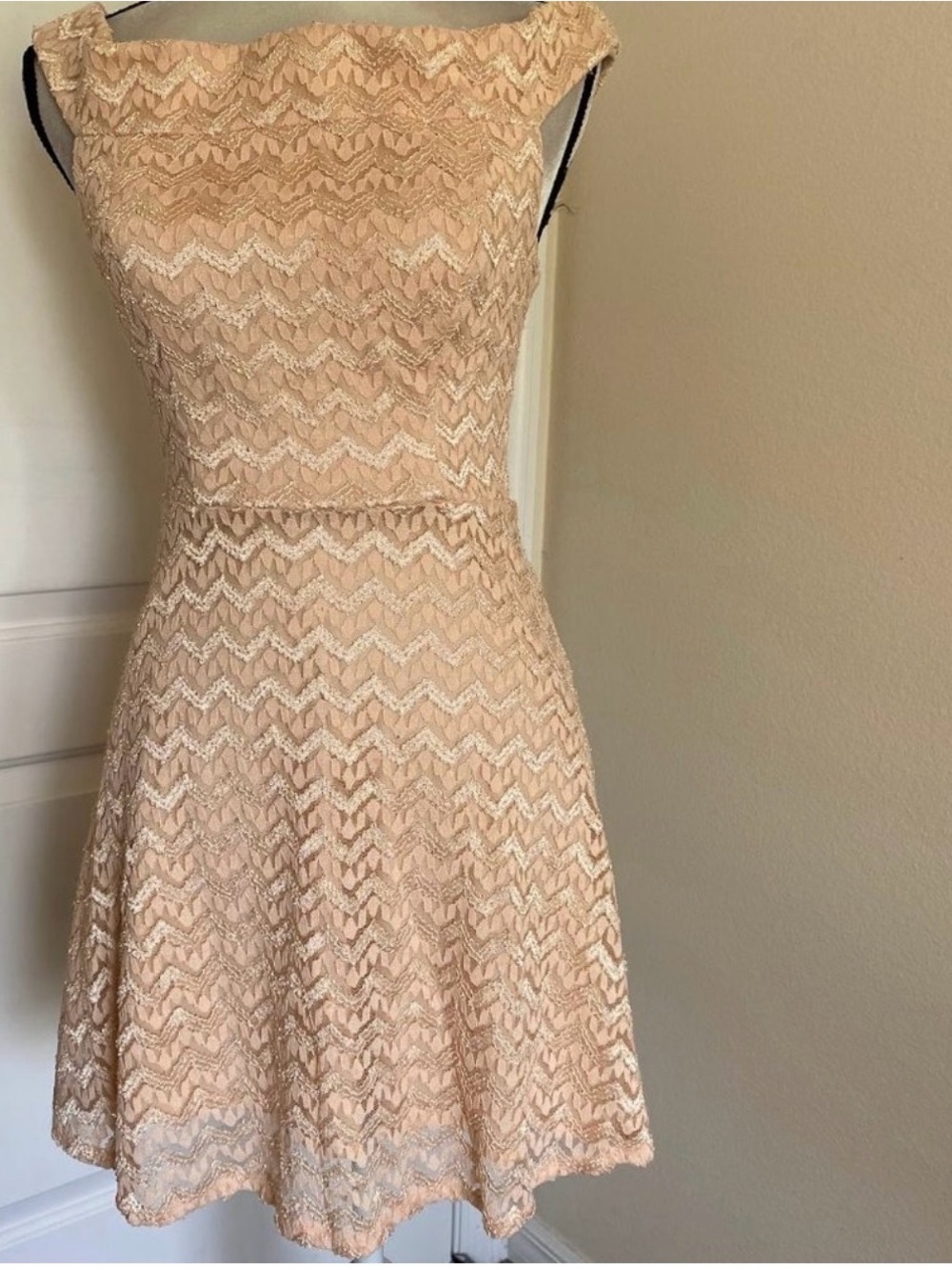Teeze Me Blush Lace A-Line Mini Dress